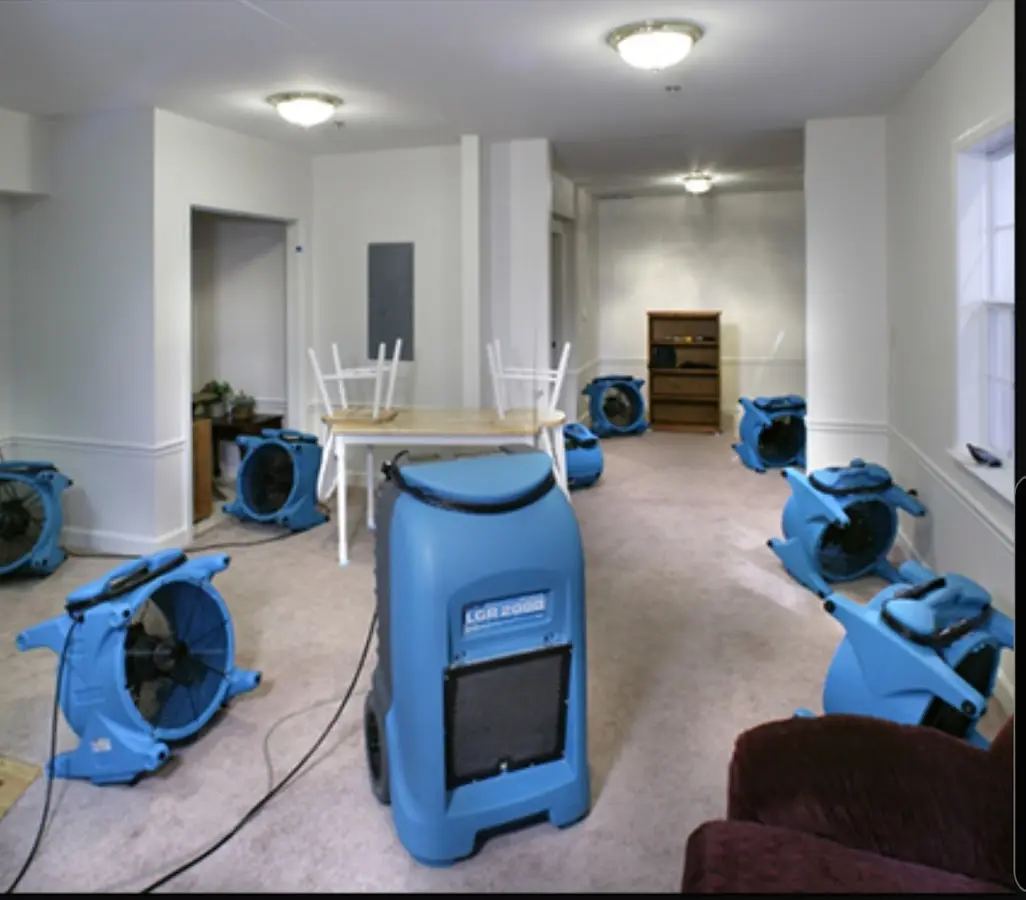 Air movers and dehumidifier setup for Water Damage Restoration in Oakleaf Plantation