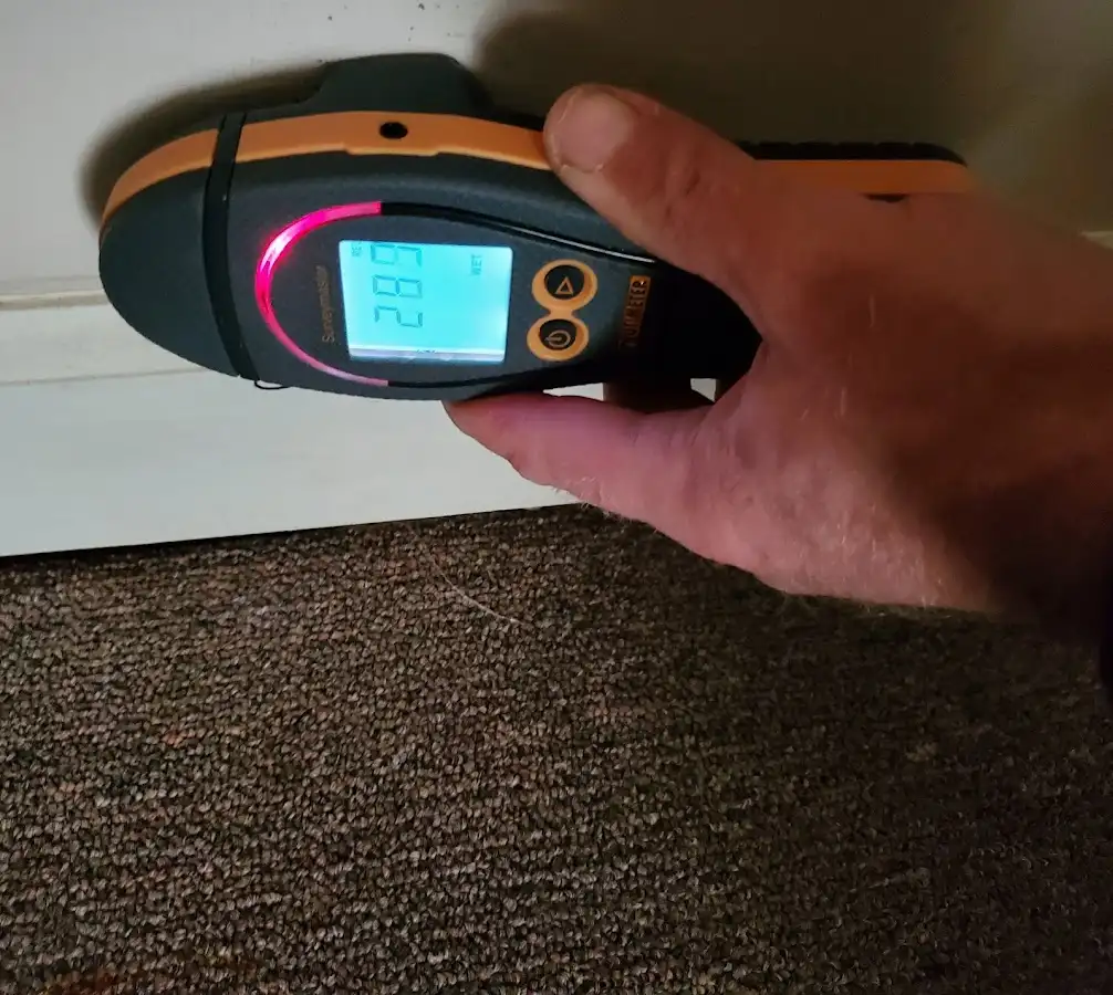 Moisture detection at baseboard during Storm Damage Restoration in Oakleaf Plantation